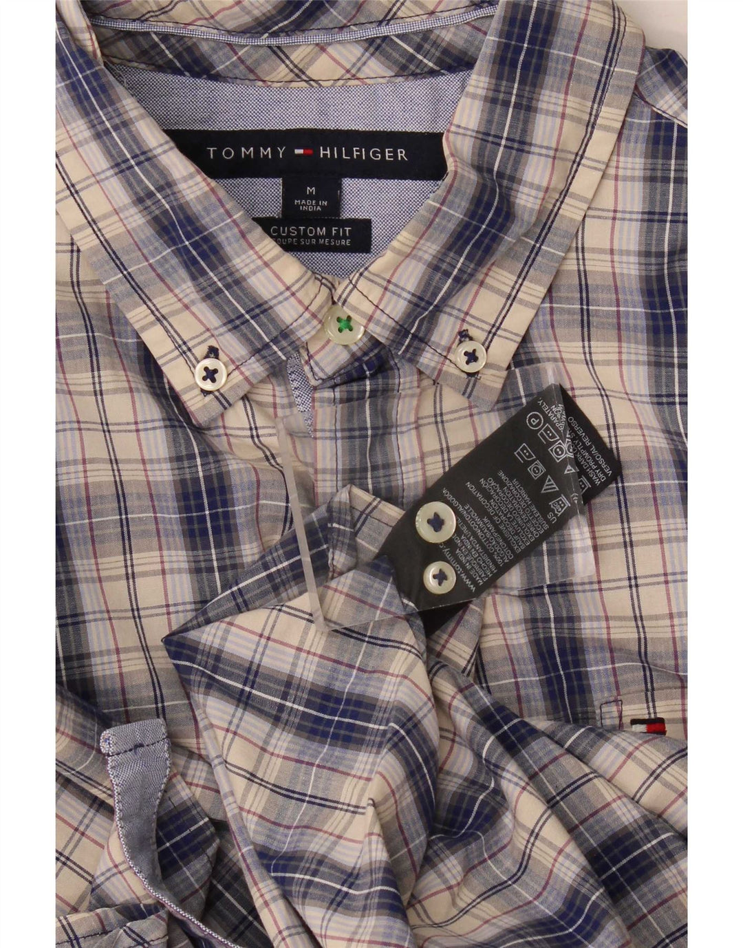 Camicia da uomo su misura Tommy Hilfiger in cotone a quadri blu medio