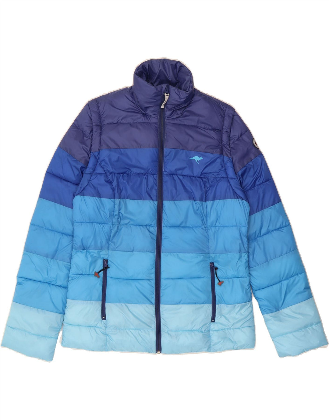 KANGAROOS Womens Padded Jacket UK 12 Medium  Blue Colourblock Polyamide Vintage Kangaroos and Second-Hand Kangaroos from Messina Hembry 