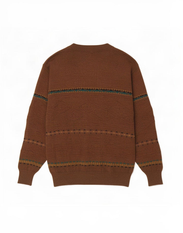 Maglione cardigan vintage da uomo IT 50 a righe marrone medio