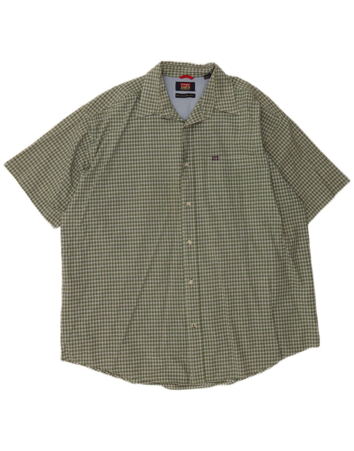Camicia a maniche corte da uomo Wrangler XL in cotone a quadri verdi