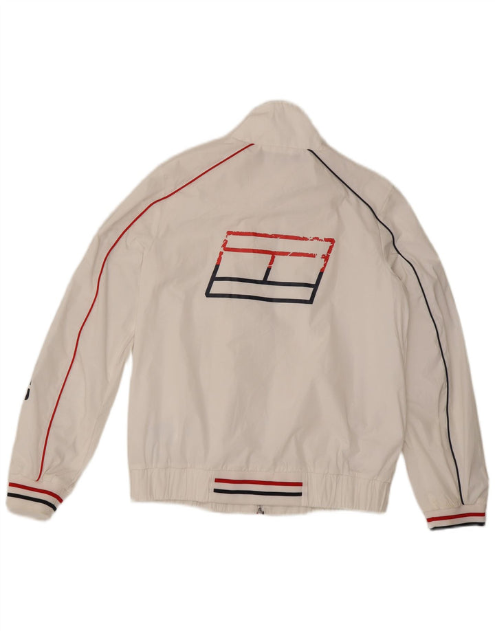 TOMMY HILFIGER Giacca da tuta grafica da donna UK 10 piccola bianca