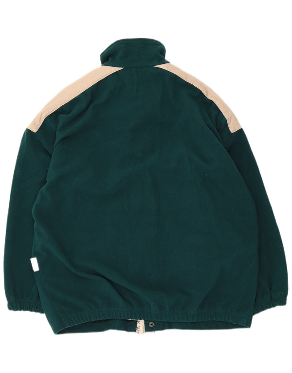 Giacca in pile dal taglio ampio con grafica vintage da uomo UK 36 Small Green Colourblock