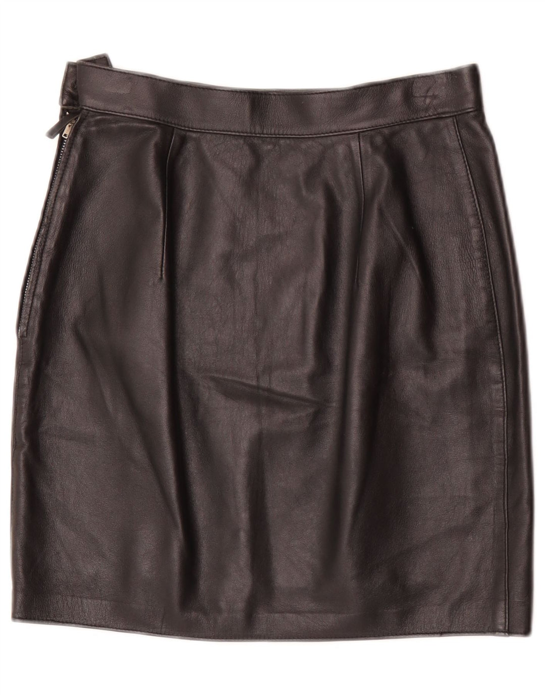 Mini gonna in pelle vintage da donna W28 media nera