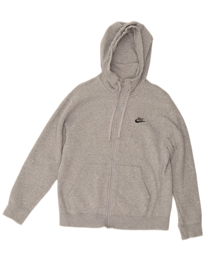 Maglione con cappuccio e zip da uomo NIKE in cotone grigio medio