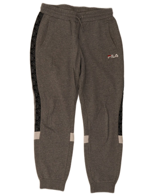 Pantaloni da tuta con grafica Fila da uomo, pantaloni da jogging, piccoli, in cotone color block grigio