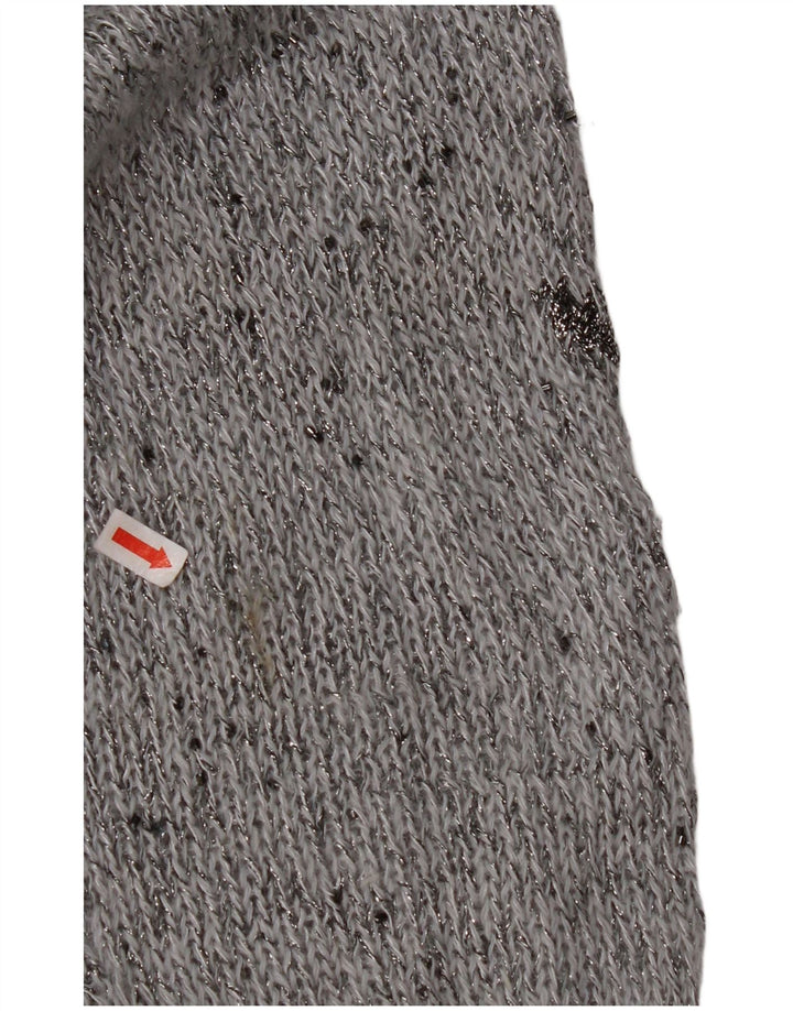 KRIZIA MAGLIA Maglione maglione girocollo da donna UK 18 XL Angora chiazzato grigio