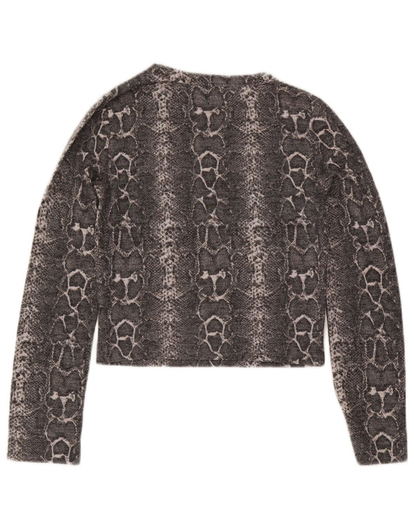 Top corto Zara Trafaluc da donna a maniche lunghe UK 12 grigio medio stampa animalier