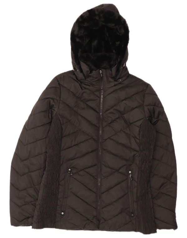 Nautica Womens Hooded Padded Jacket UK 14 Medium Black Polyester