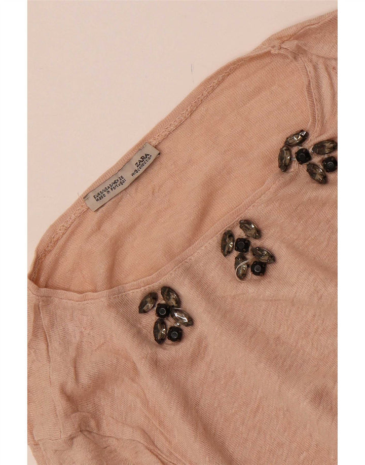 Top Zara Donna Manica 3/4 UK 10 Small Rosa