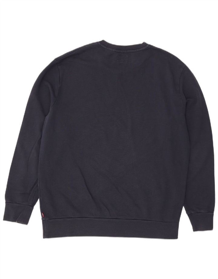 Levi's Felpa con grafica da uomo Maglione grande in cotone blu navy