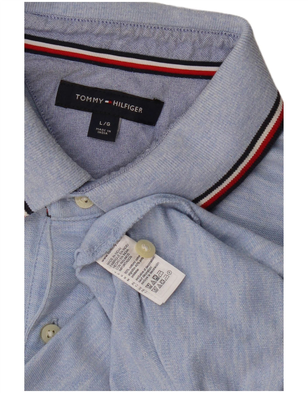 Polo da uomo Tommy Hilfiger grande in cotone chiazzato blu