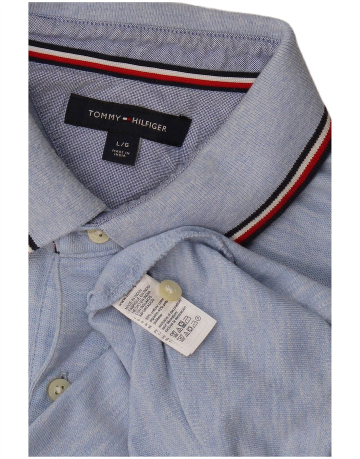 Polo da uomo Tommy Hilfiger grande in cotone chiazzato blu