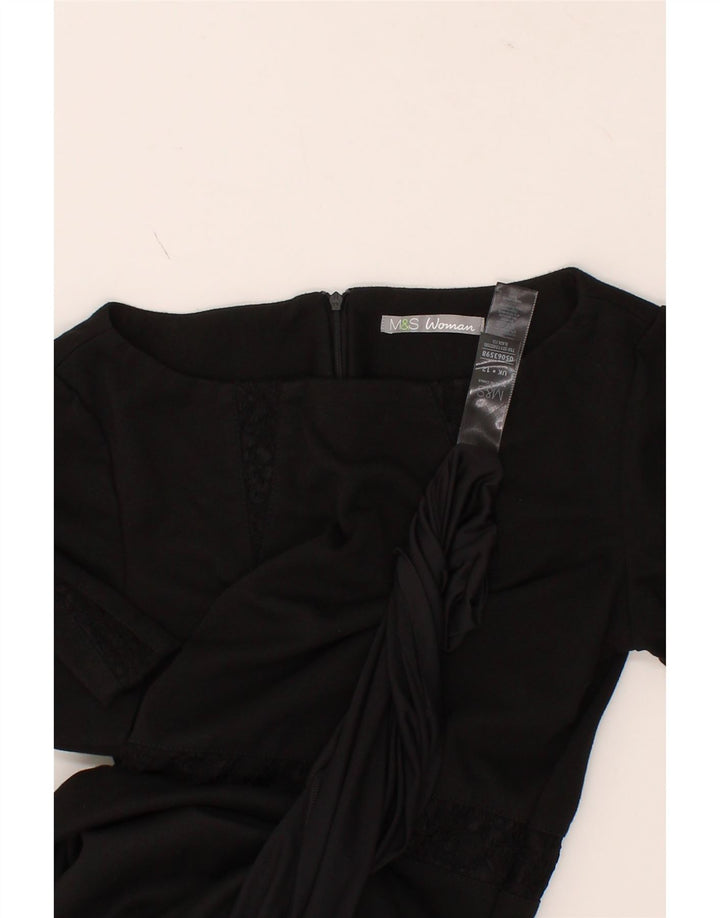 MARKS & SPENCER Womens Sheath Dress UK 12 Medium Black Polyester Vintage Marks & Spencer and Second-Hand Marks & Spencer from Messina Hembry 