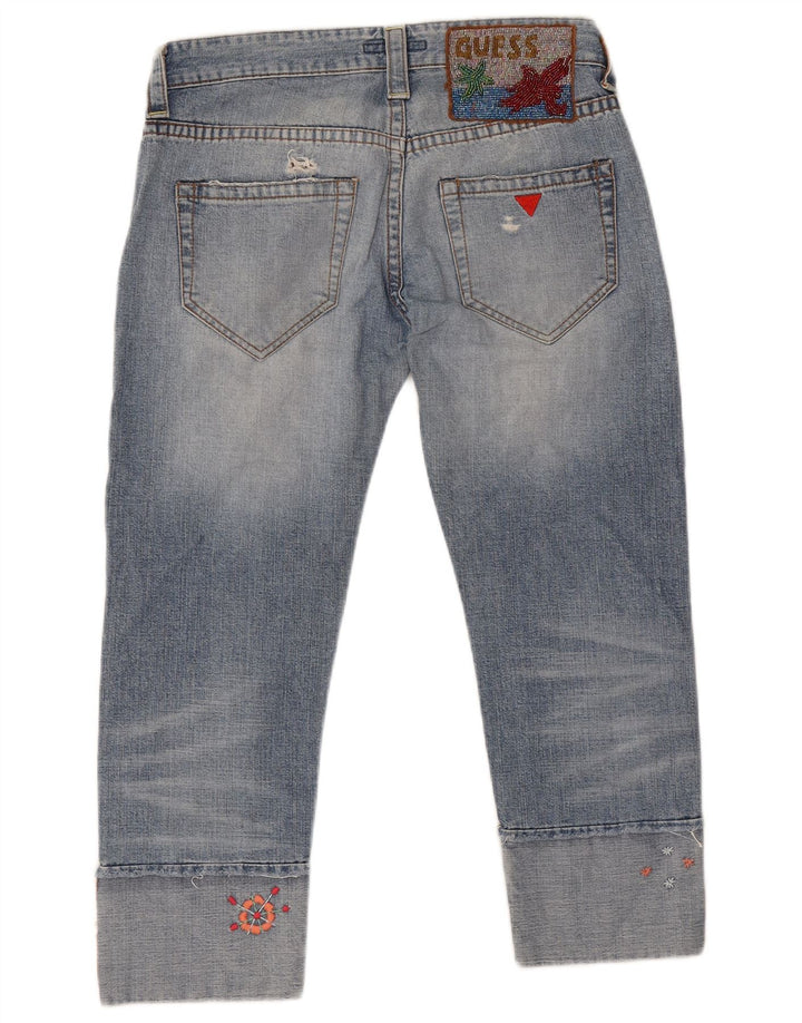 Jeans cropped invecchiati Guess da donna W28 L24 cotone blu