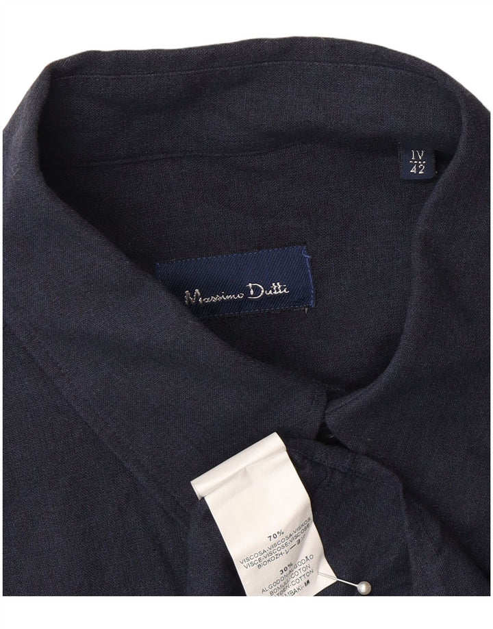 Camicia da uomo Massimo Dutti taglia 42 grande in viscosa blu navy