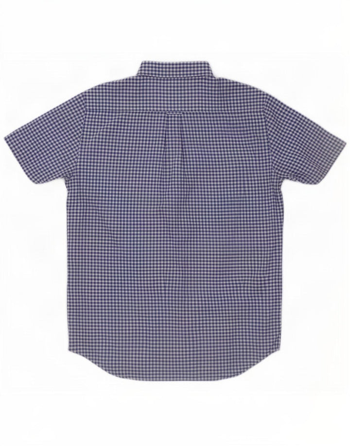 Gant Camicia a maniche corte da uomo taglia 39/40 15 3/4 cotone a quadretti blu medio