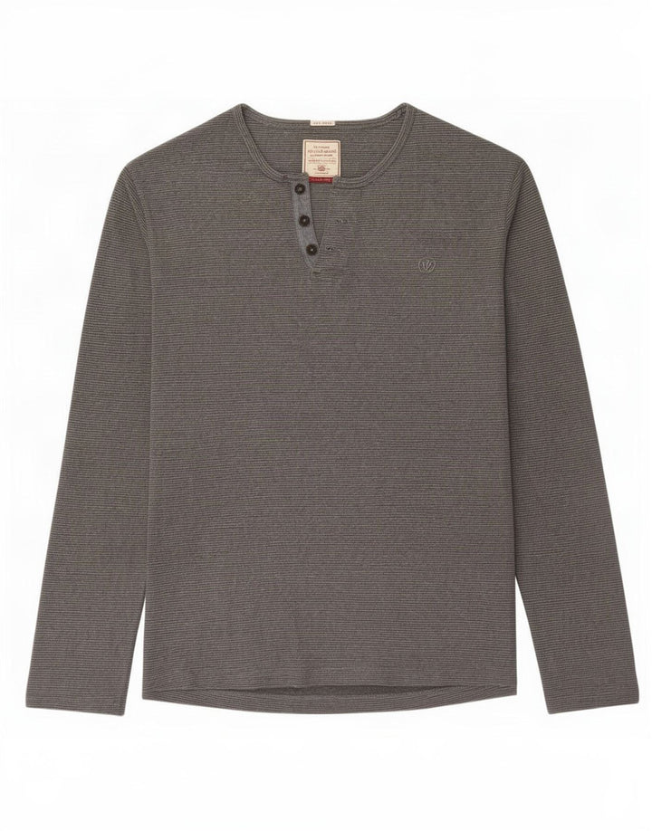 Top da uomo a maniche lunghe Fat Face 2XL in cotone grigio