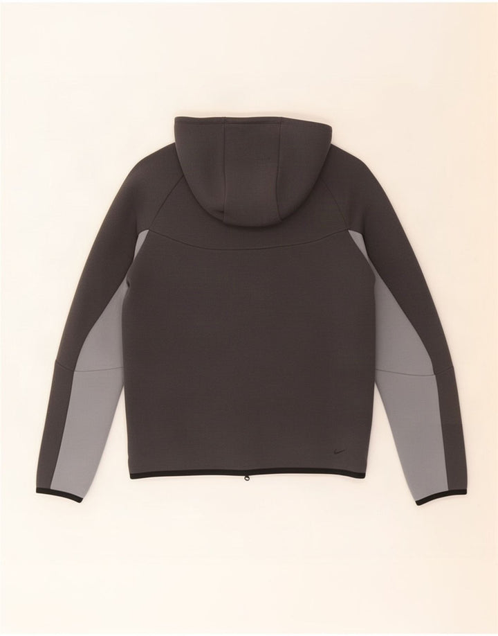 Felpa con cappuccio e zip Nike da uomo in cotone color block grigio medio