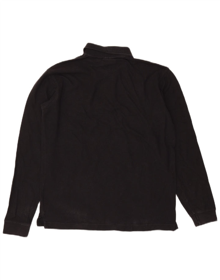 Polo da uomo a maniche lunghe Fila in cotone nero medio