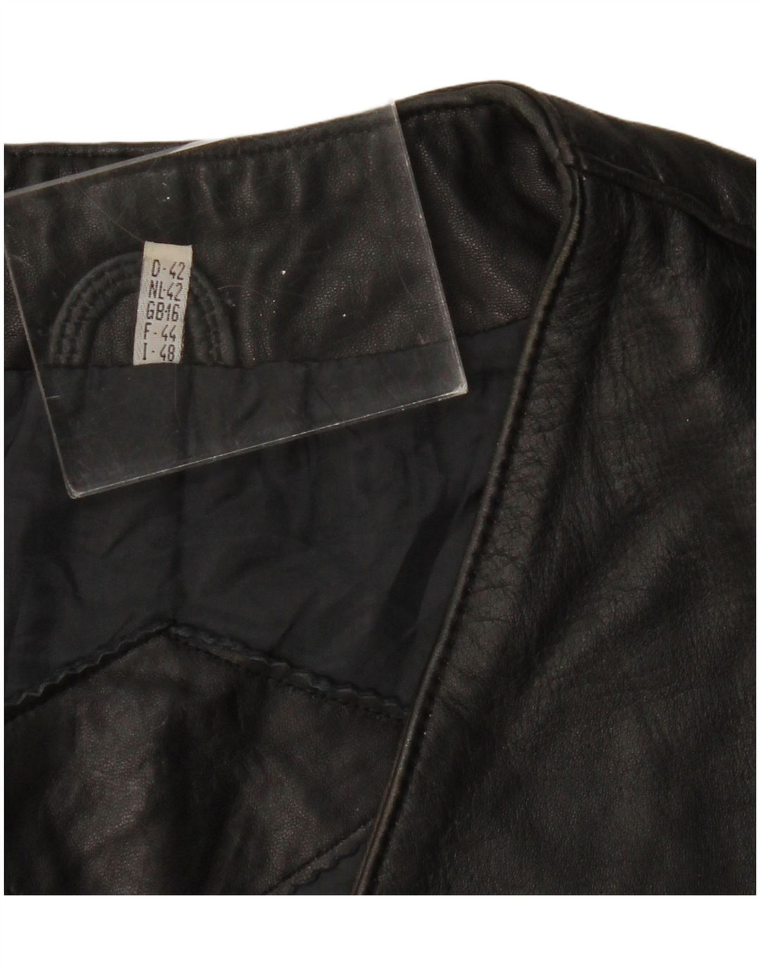 Gilet in pelle da donna VINTAGE UK 16 grande nero