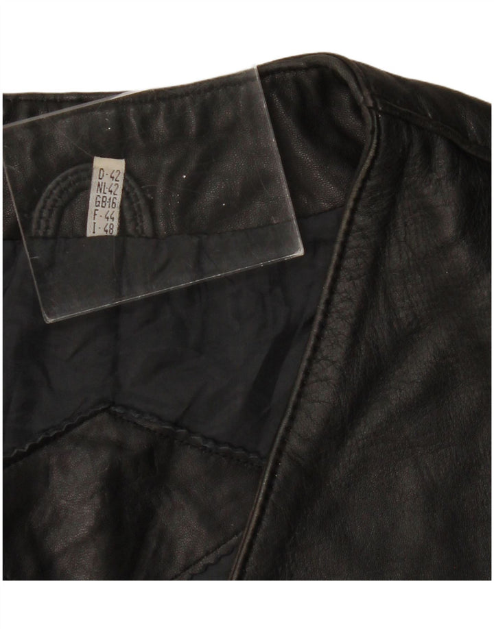 Gilet in pelle da donna VINTAGE UK 16 grande nero