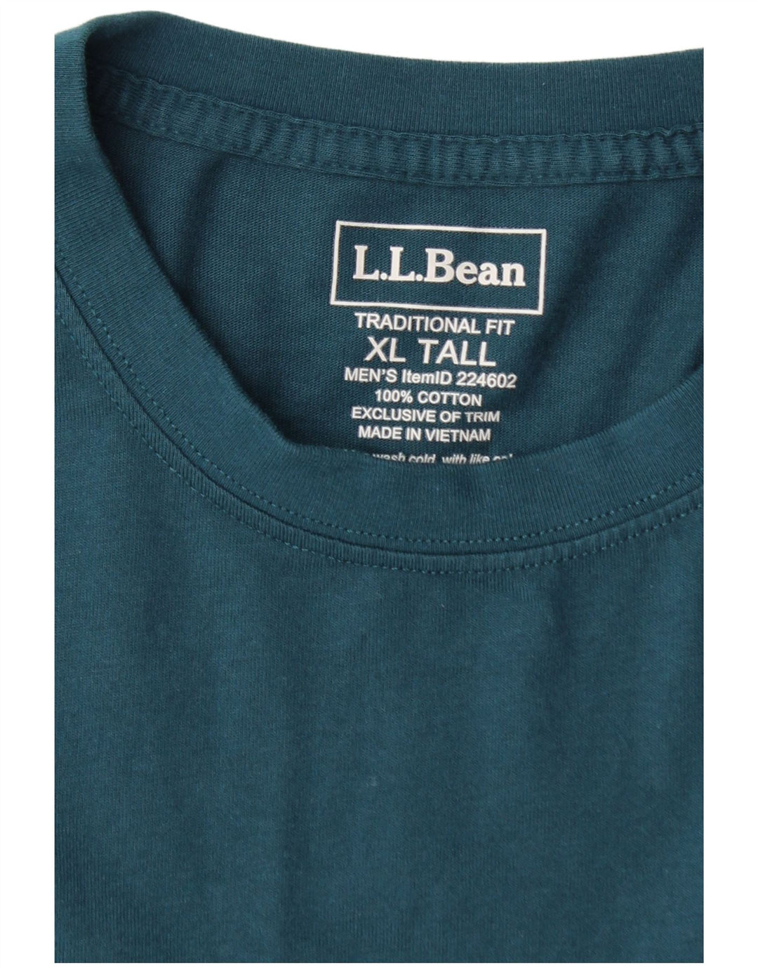 L.L.BEAN Top alto da uomo a maniche lunghe XL in cotone verde