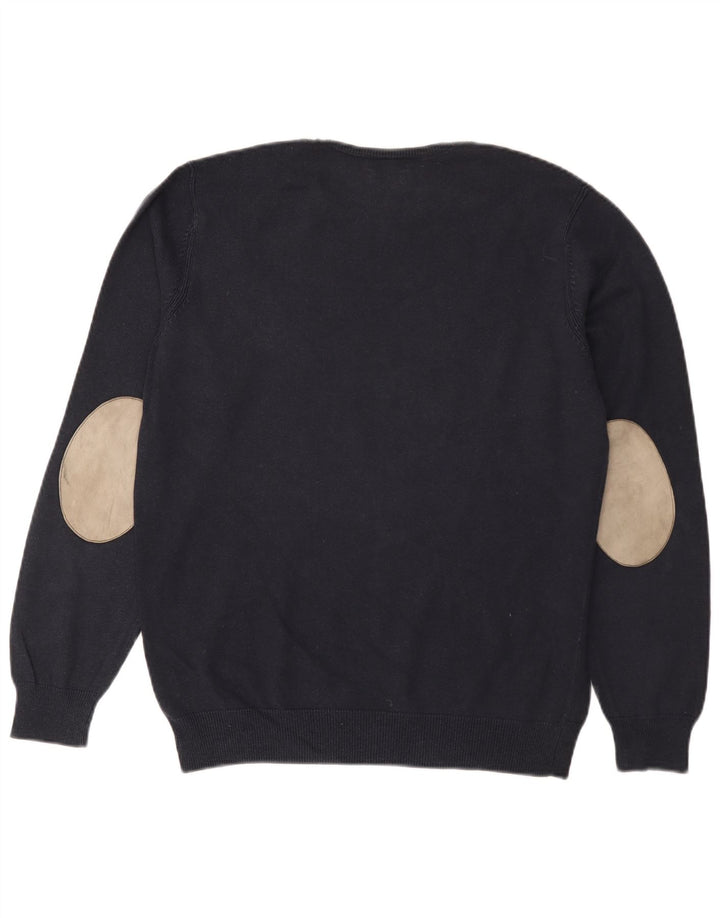 Maglione maglione girocollo da uomo Massimo Dutti grande cotone blu navy