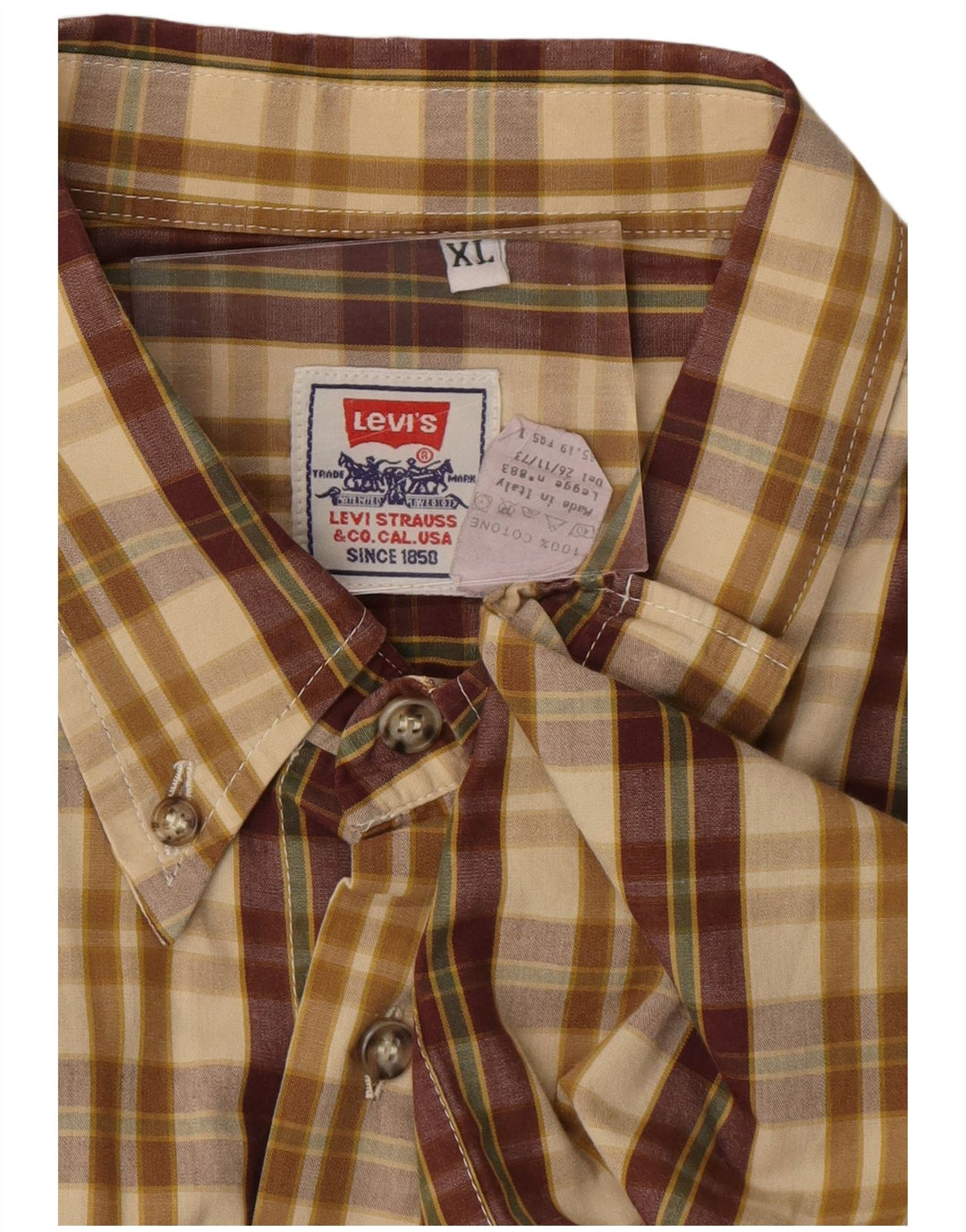 Camicia da uomo LEVI'S XL in cotone a quadri beige