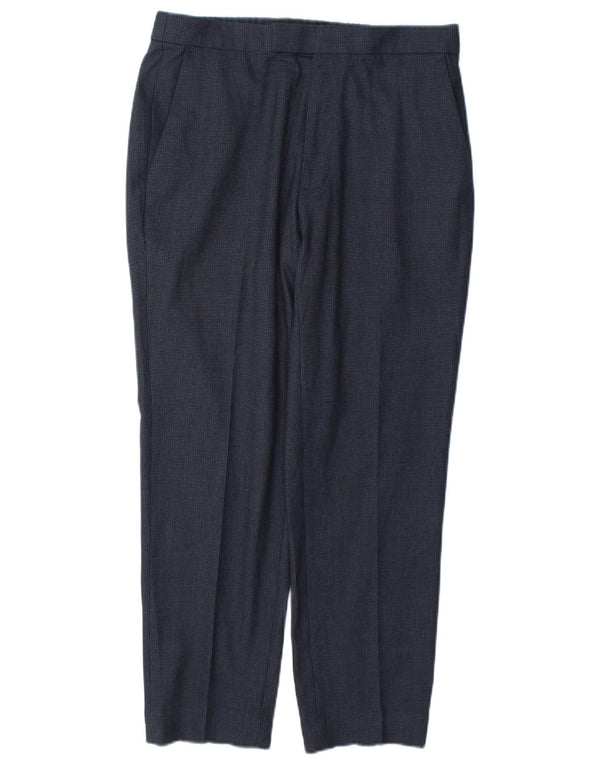 Pantaloni da abito affusolati da uomo Marks & Spencer W32 L29 blu navy a quadri