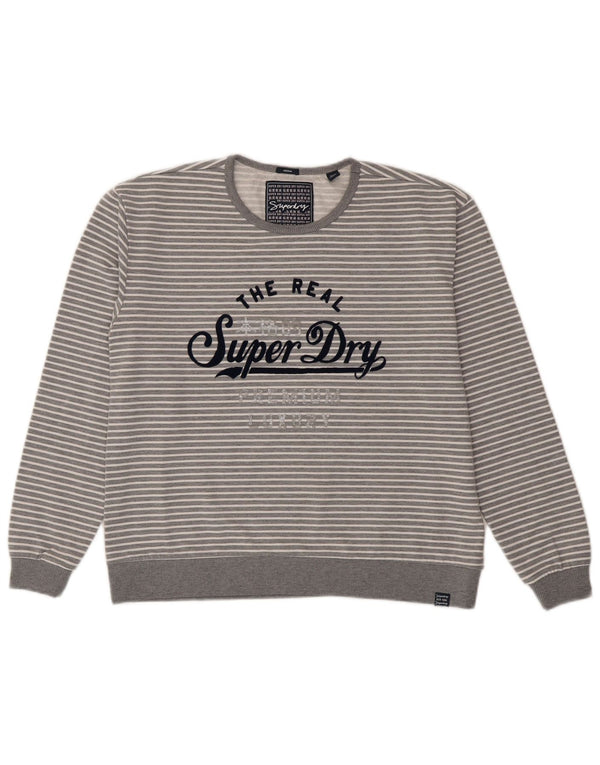 Felpa grafica da donna Superdry Maglione UK 14 Grigio medio a righe