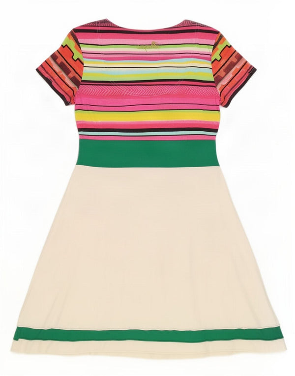 Desigual Abito da donna a linea grafica con grafica UK 20 2XL Cotone floreale bianco