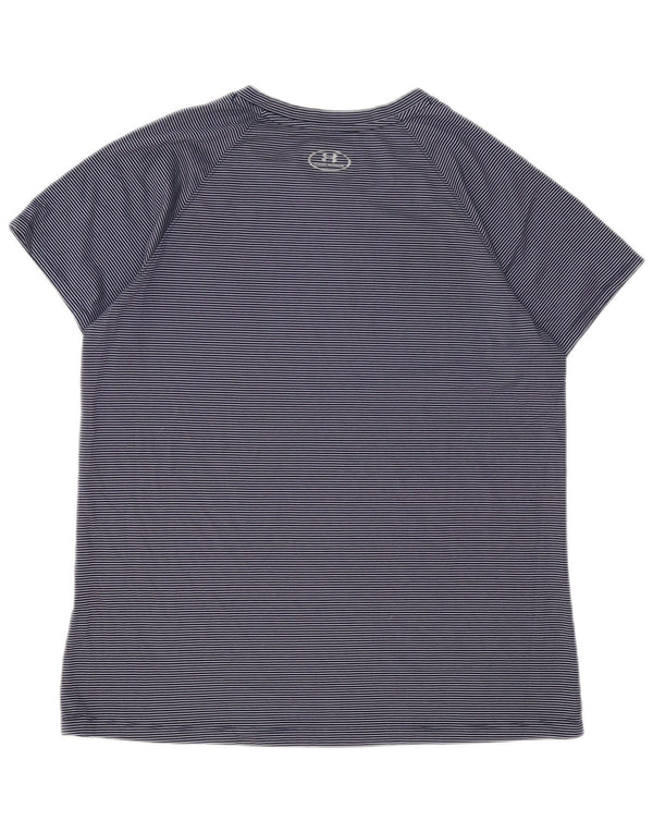 T-shirt Heat Gear da donna UNDER ARMOUR UK 16 grande gessato blu navy