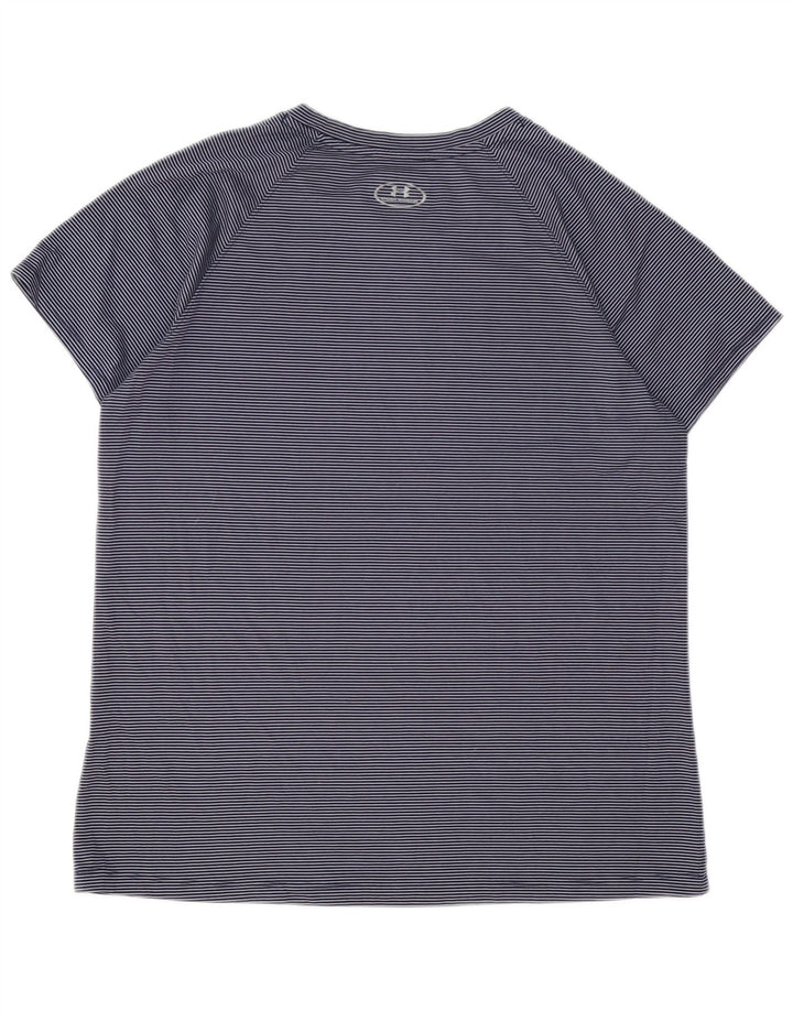T-shirt Heat Gear da donna UNDER ARMOUR UK 16 grande gessato blu navy