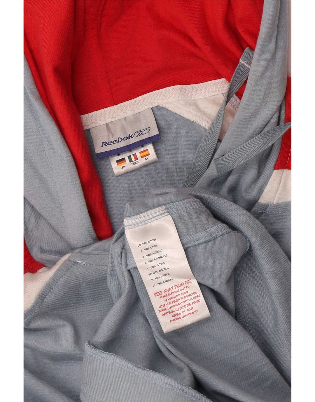 Maglione con cappuccio e zip da uomo Reebok piccolo in cotone color block blu