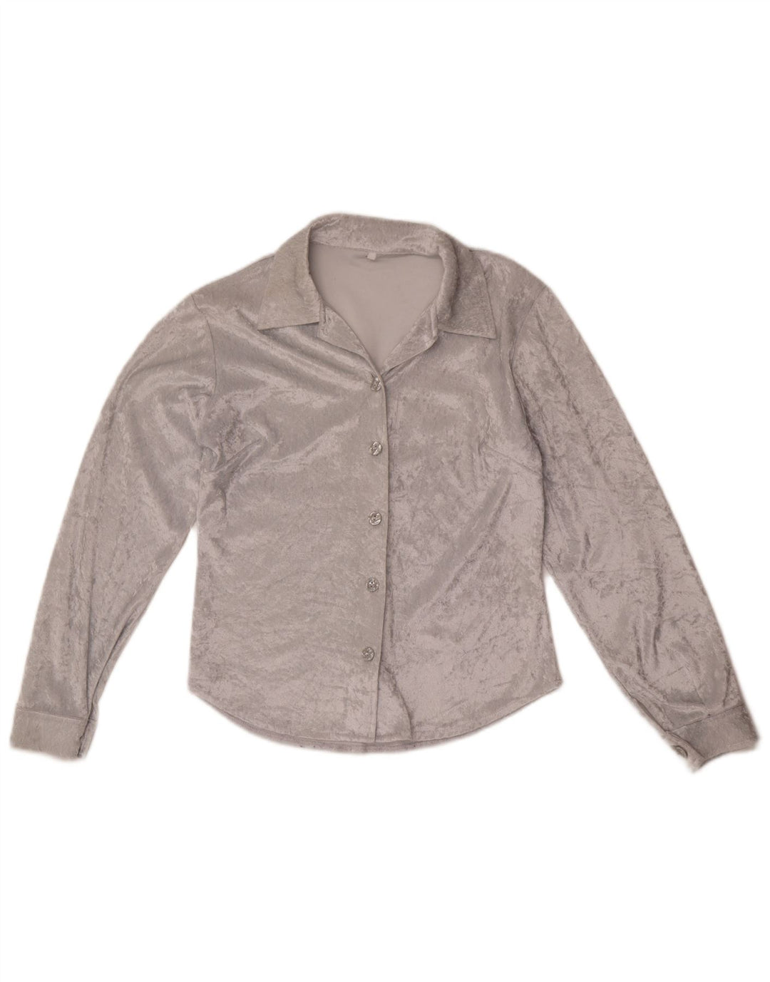 Camicetta vintage da donna in velluto UK 12 Poliestere grigio medio