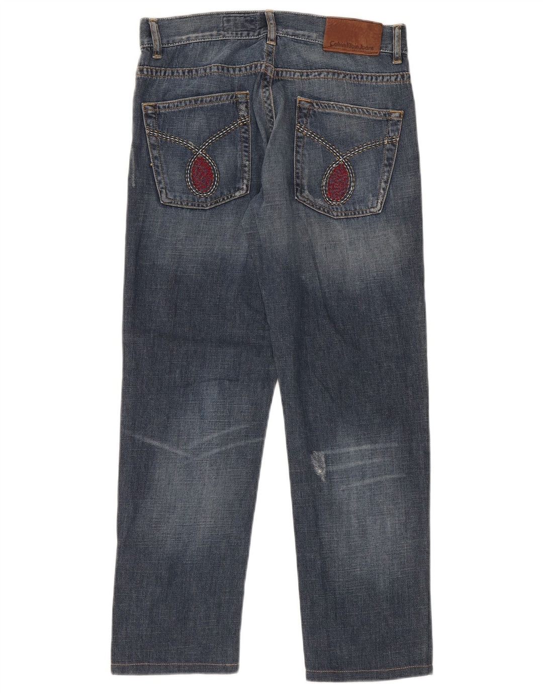 Jeans dritti invecchiati da uomo Calvin Klein W31 L28 cotone blu