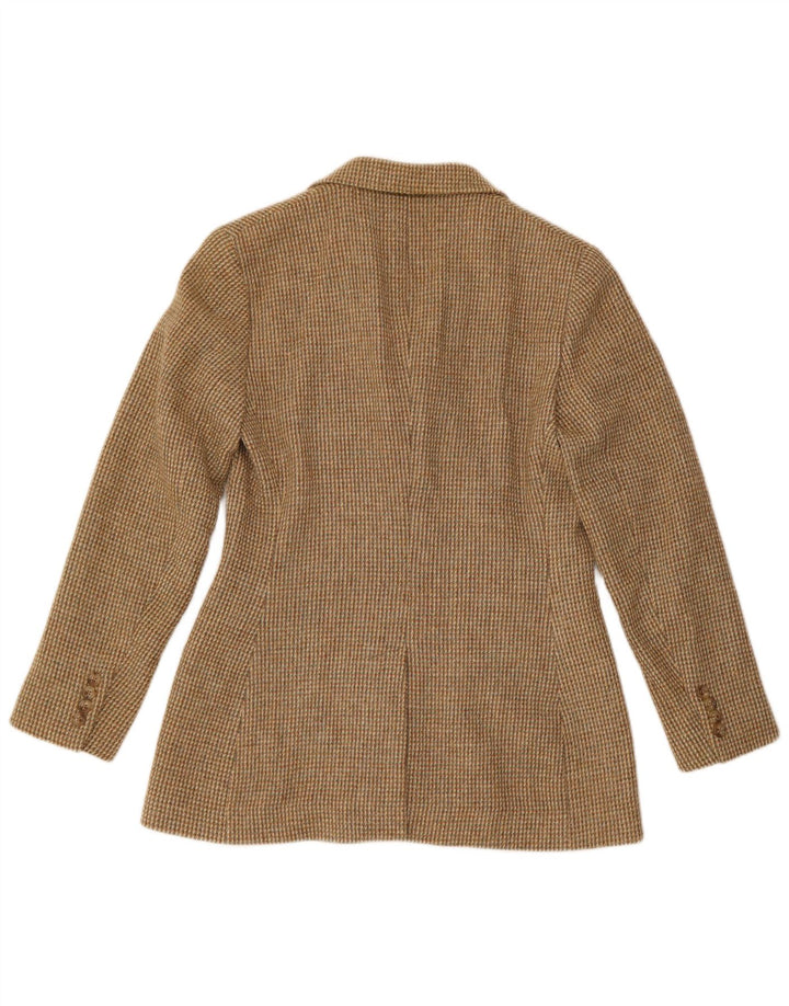 Giacca blazer a 3 bottoni da donna Ralph Lauren US 10 grande assegno marrone