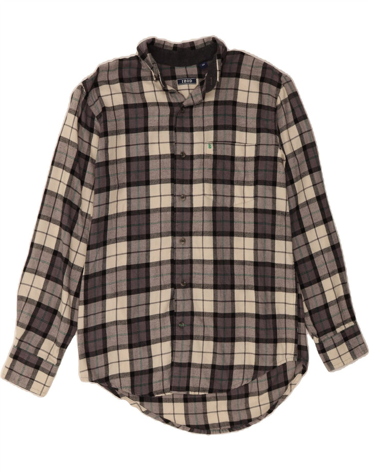 IZOD Mens Flannel Shirt Small Grey Check Cotton Vintage Izod and Second-Hand Izod from Messina Hembry 