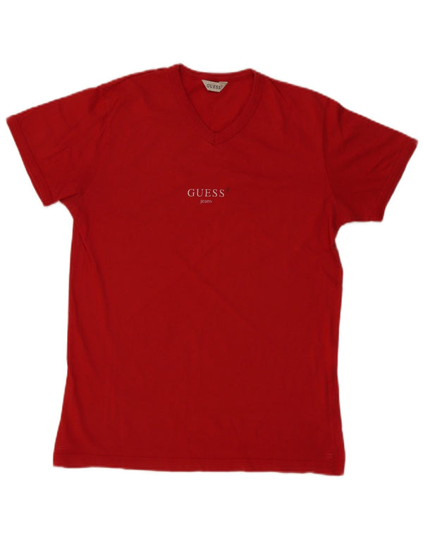 Guess T-shirt grafica da donna Top UK 14 Large Rossa
