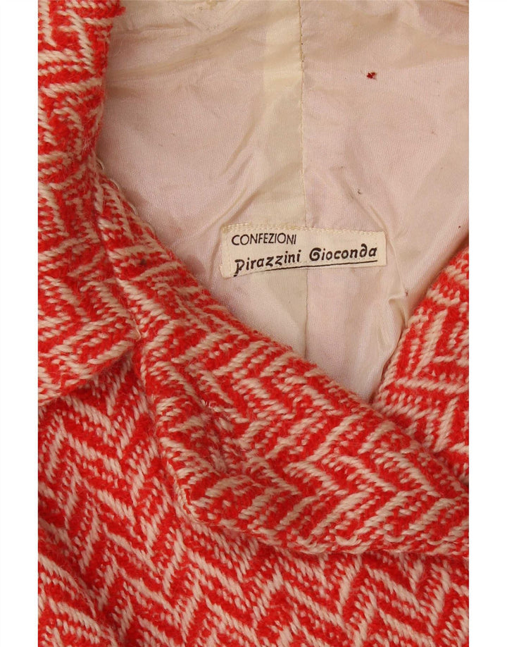 Giacca blazer doppiopetto vintage da donna corta UK 12 Chevron rosso medio