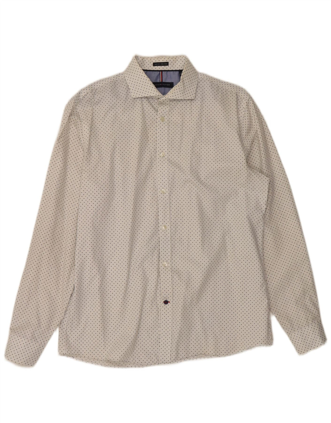 Camicia slim fit da uomo Tommy Hilfiger taglia 16 grande bianca maculata