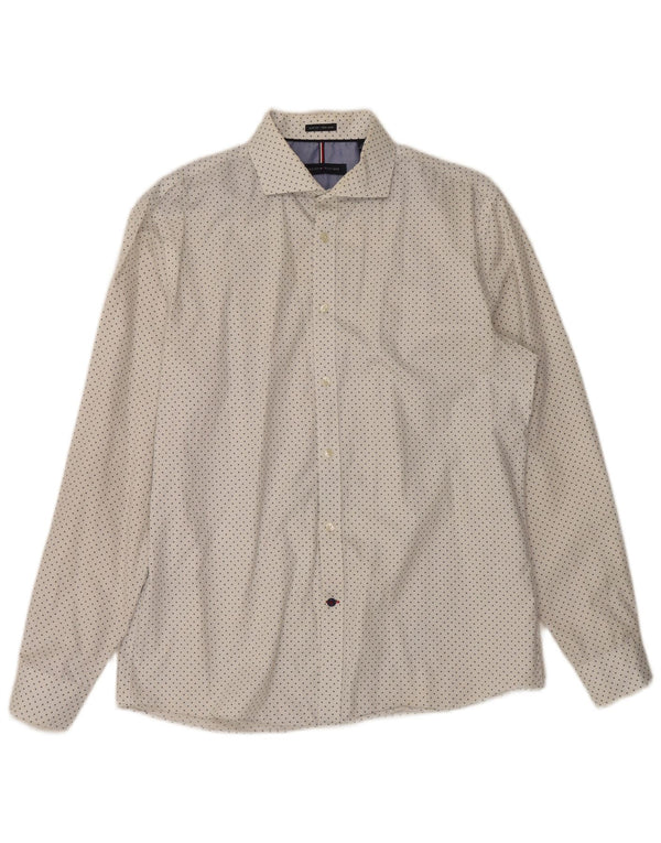 Camicia slim fit da uomo Tommy Hilfiger taglia 16 grande bianca maculata