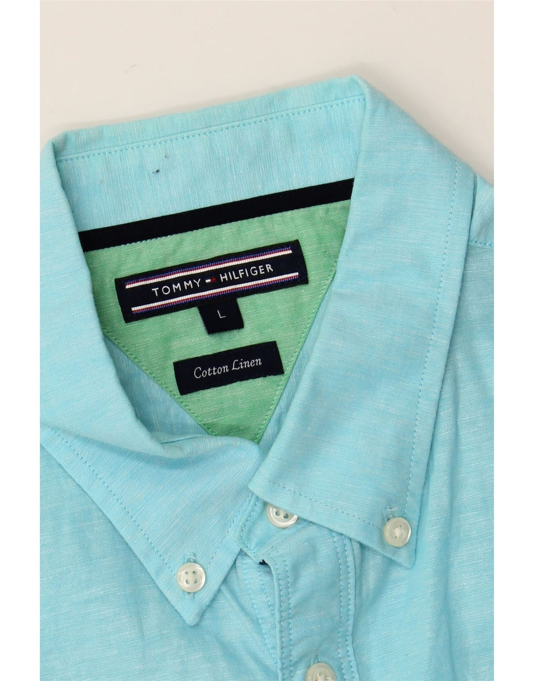 TOMMY HILFIGER Camicia a maniche corte da uomo grande lino blu