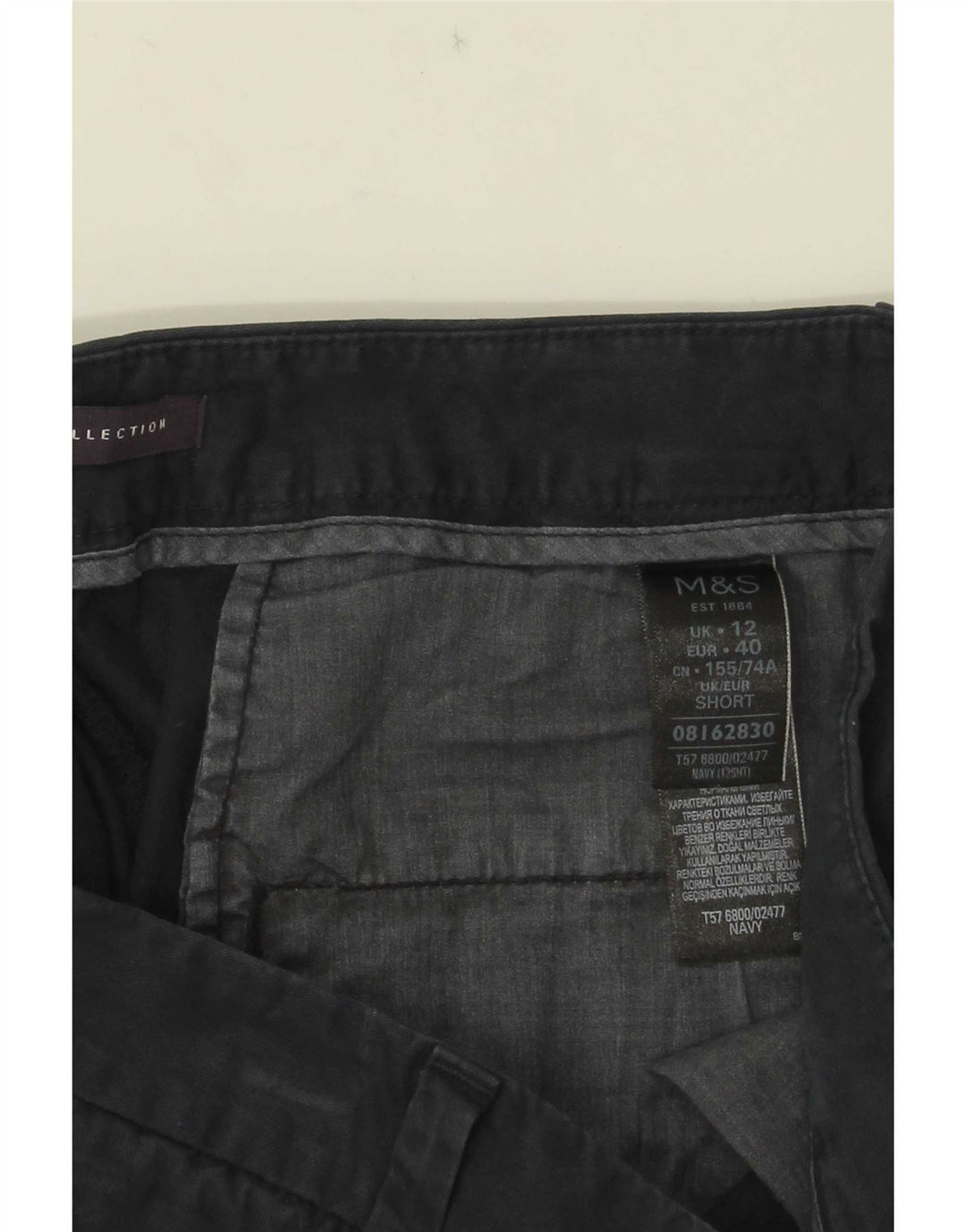Pantaloni chino da donna Marks & Spencer UK 12 medi W32 L26 Blu navy
