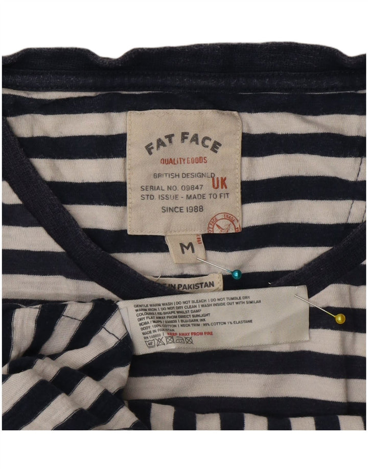 T-shirt da uomo Fat Face Top in cotone gessato medio blu navy