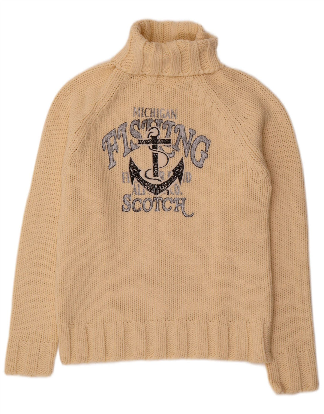 Maglione da donna con collo alto con grafica Scotch & Soda UK 14 Beige medio