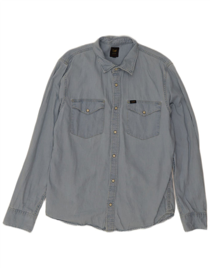 Camicia Lee da donna slim fit in denim di grandi dimensioni in cotone blu