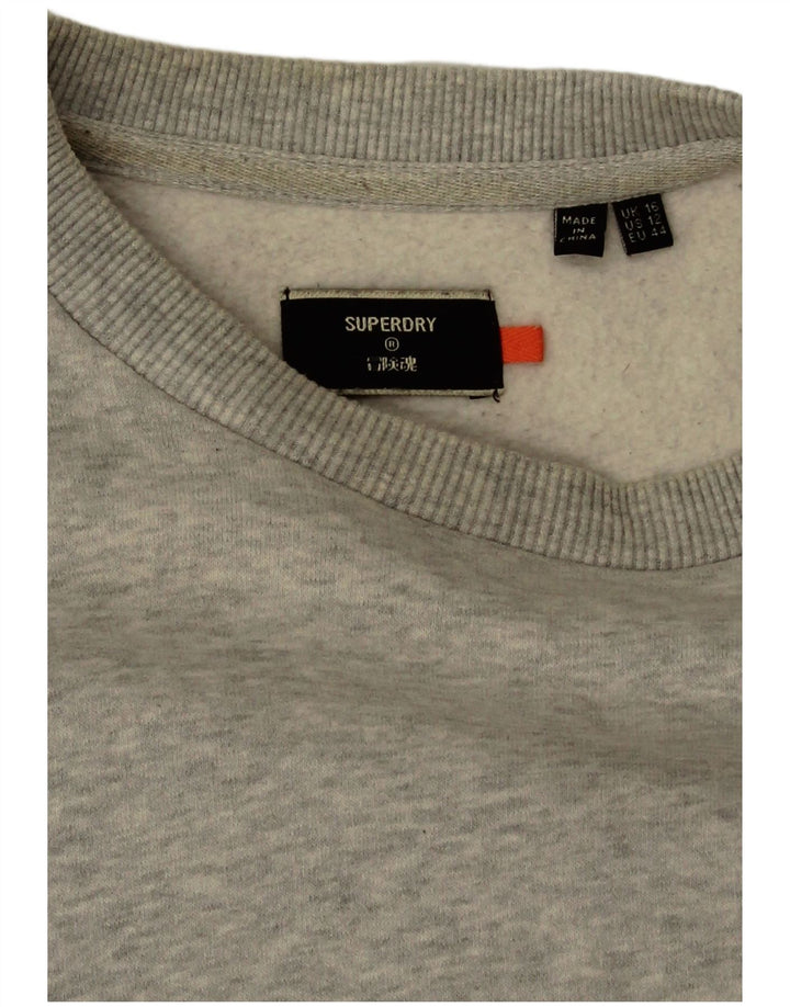 Felpa oversize da donna Superdry Maglione UK 16 Large Grigio Cotone
