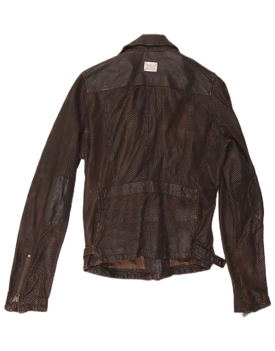 Giacca da motociclista in pelle da donna Eighth Sin UK 10 piccola marrone