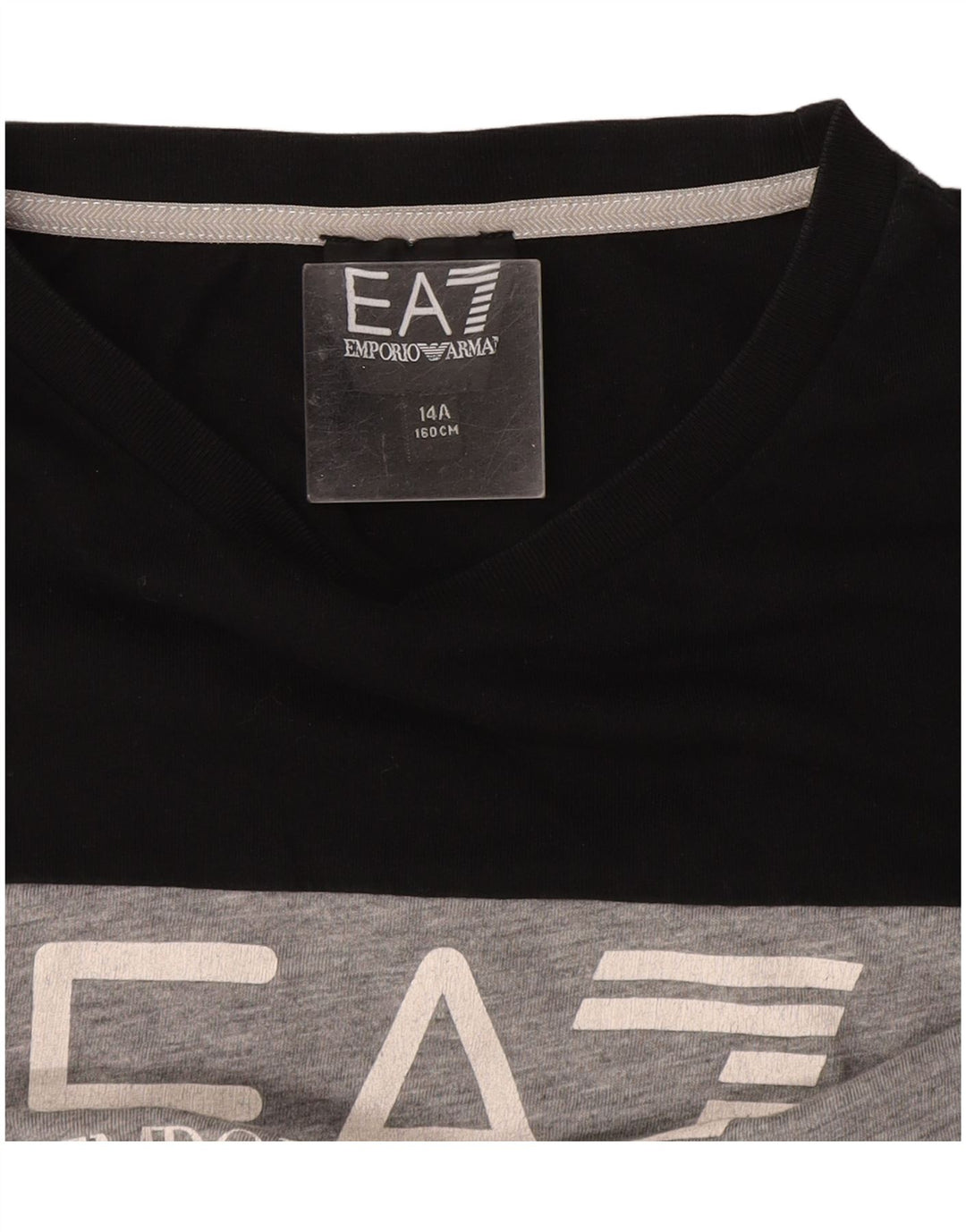 Top grafico da bambino Armani a maniche lunghe 13-14 anni color block nero